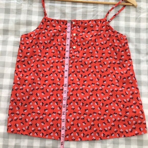 2/40$ GAP liberty floral tank top XS summer top lightweight clothing red orange - Picture 5 of 9